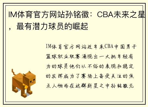 IM体育官方网站孙铭徽：CBA未来之星，最有潜力球员的崛起